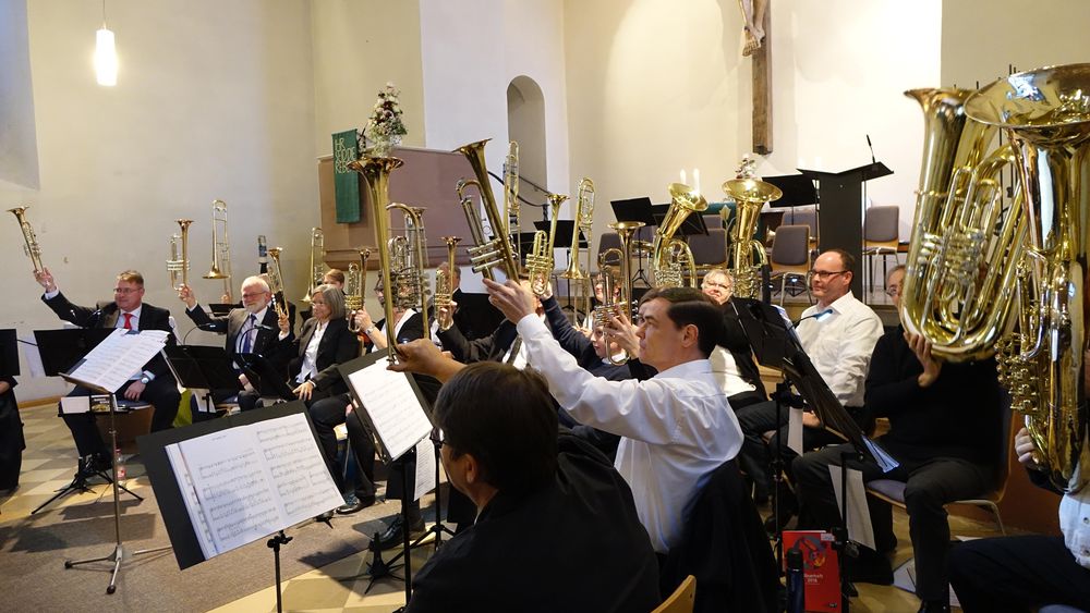 Posaunenchor, Serenade in Christuskirche zur Kirchweih 2018, Bläsergruß "Zur Ehre Gottes"