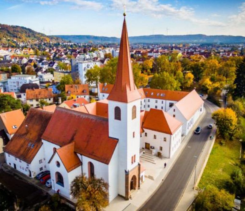 Christuskirche, Luftaufnahme: Amthor